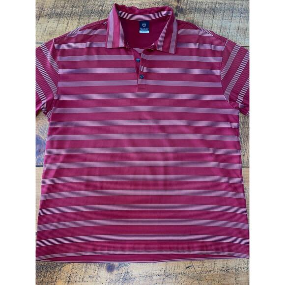 Mens Nike Golf Dri Fit UV Y2K Red Striped Short Sleeve Polo Performance Shirt XL - Picture 1 of 8